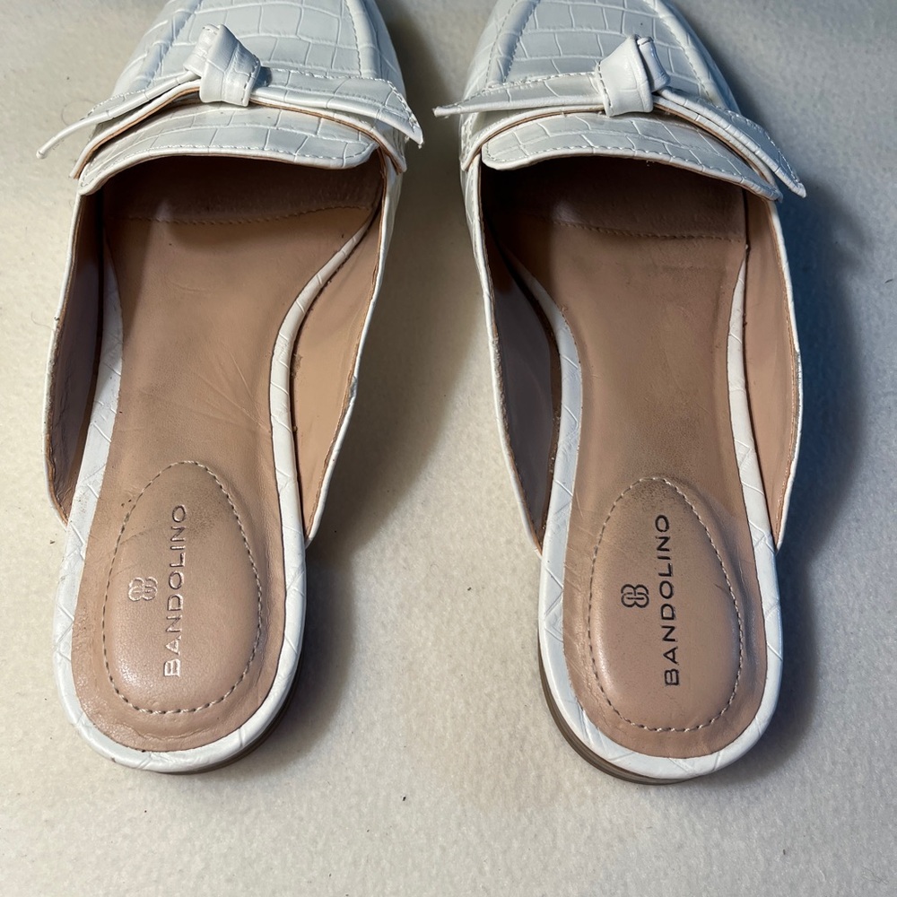 Bandolino White Mules Croc-Embossed Slip-On - Picture 5 of 5